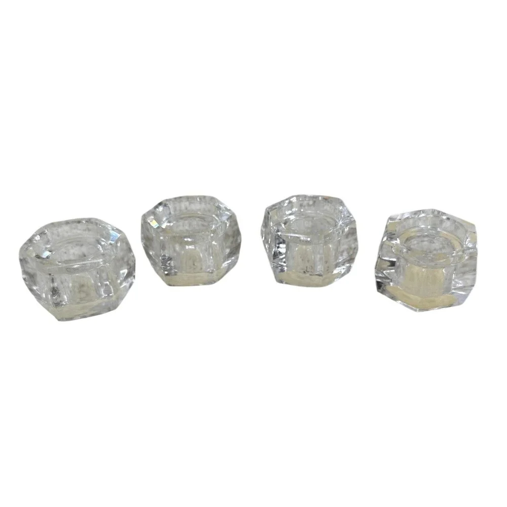 Ashland Candle Holder Elegance‎ Hexagon Clear Glass Taper Set 4 Farmhouse Decor